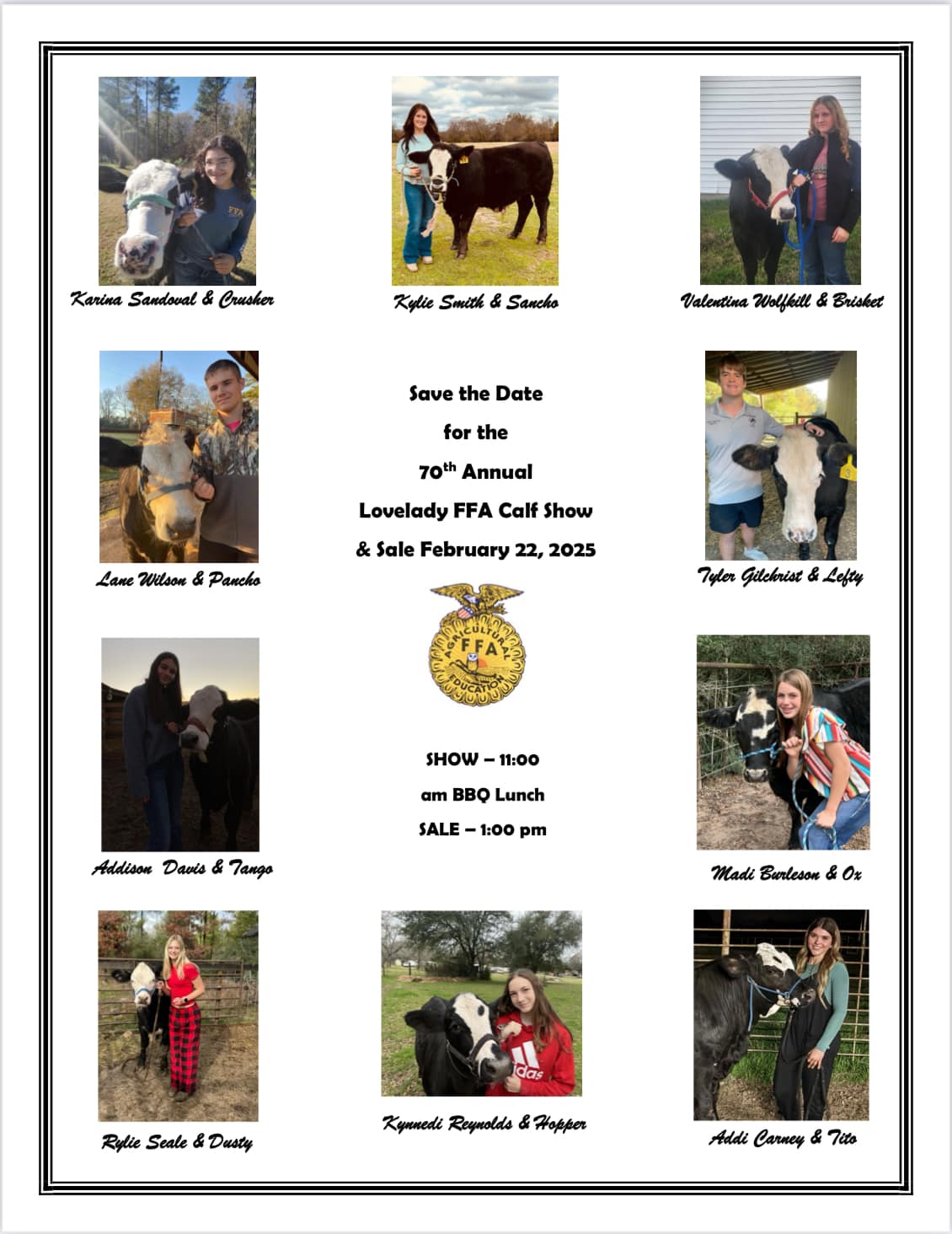 70th Annual Lovelady Calf Show Flyer