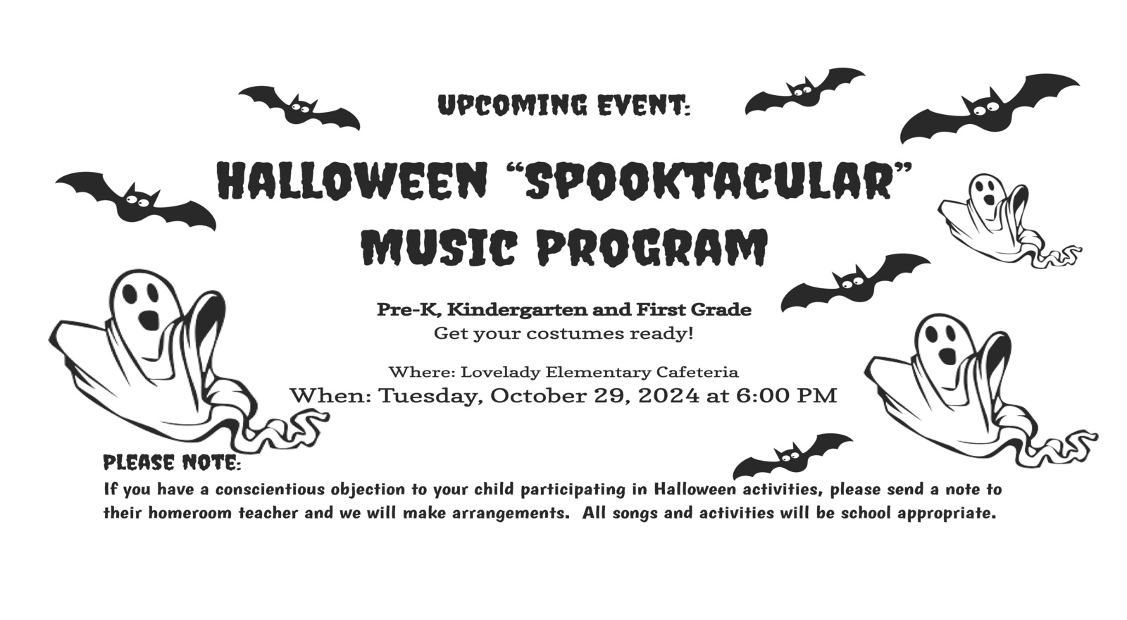 Halloween Spooktacular Music Program