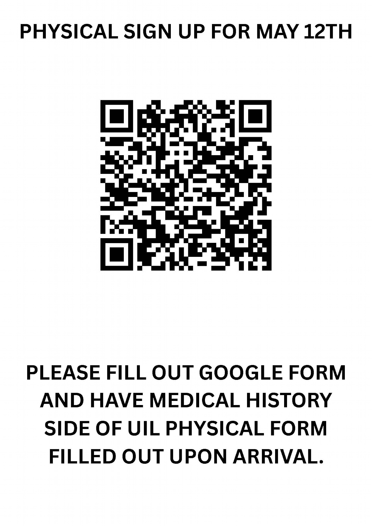 QR Code for Physicals 