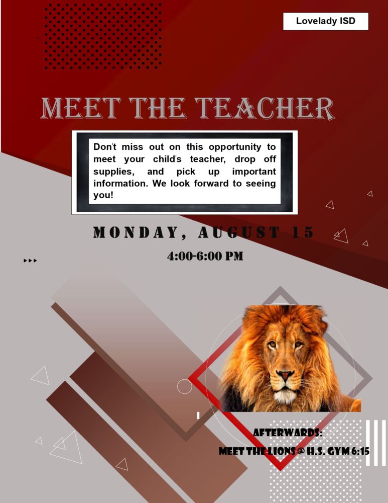 Meet the Teacher/Meet the Lions 2022
