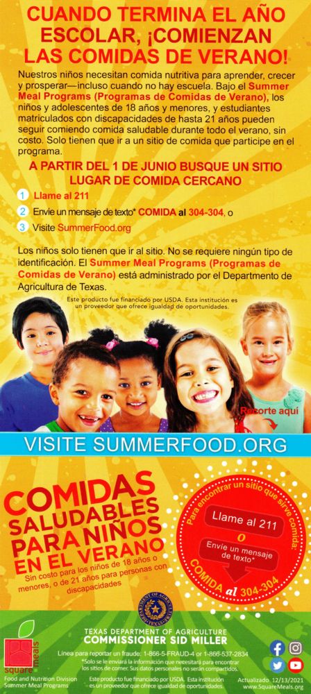 Summer Meal Flyer 2023 - Spanish