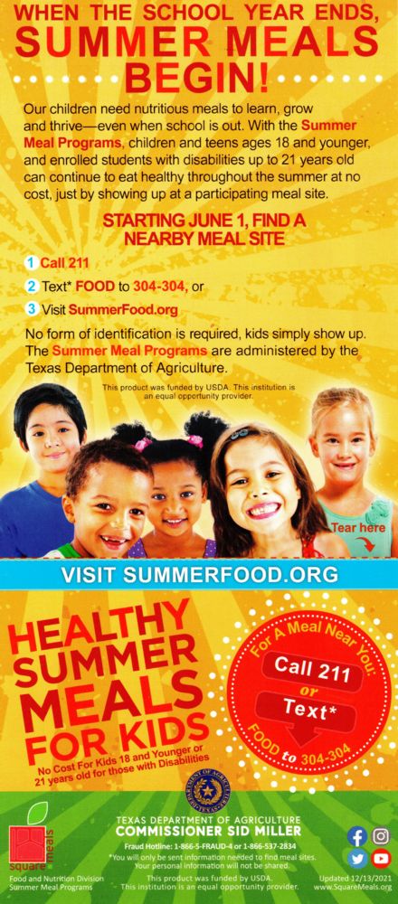 Summer Meal Flyer 2023 - English