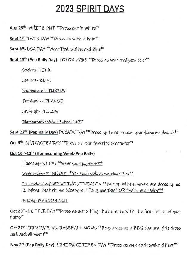 Spirit Days 2023