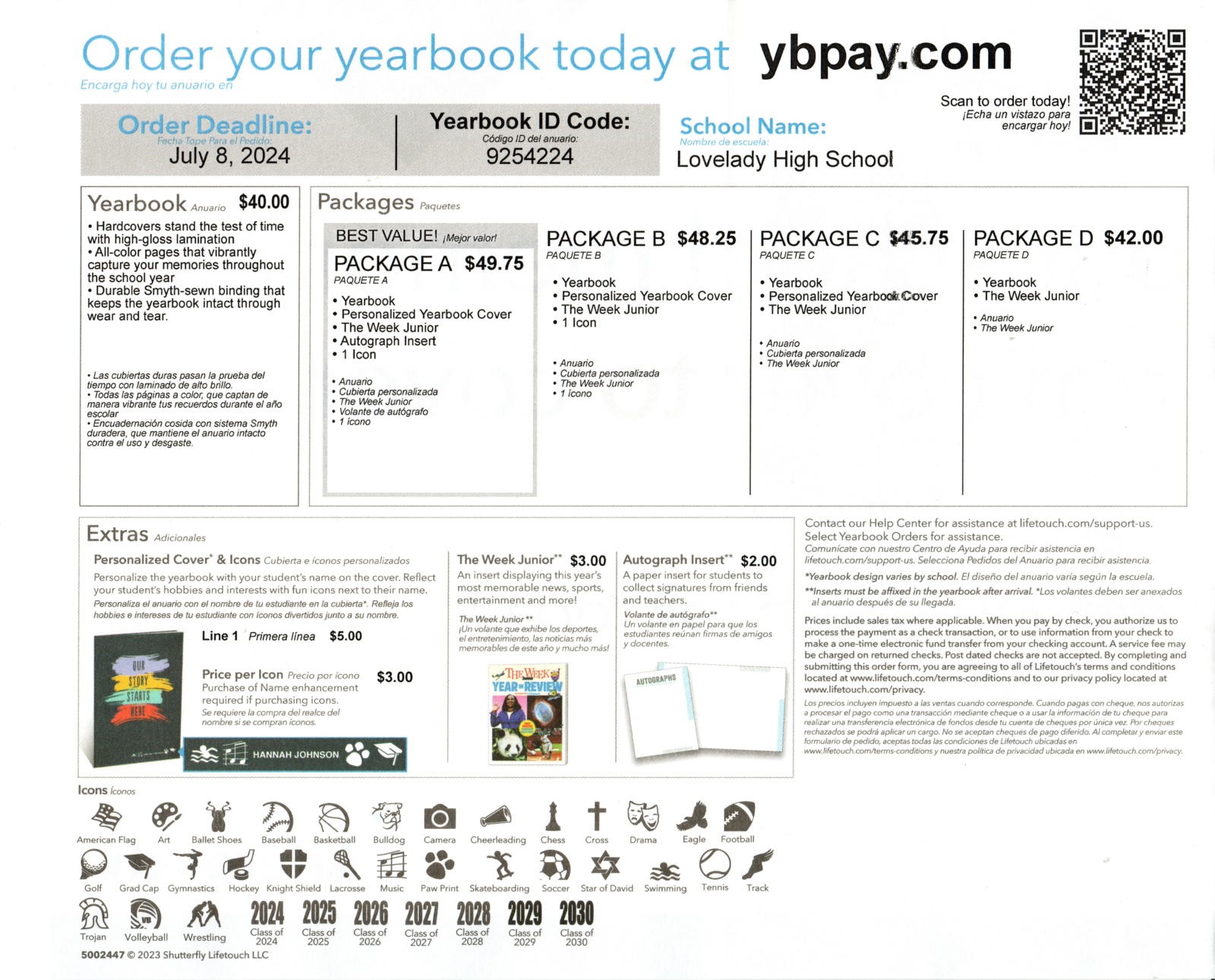 Yearbook Order Details 2024