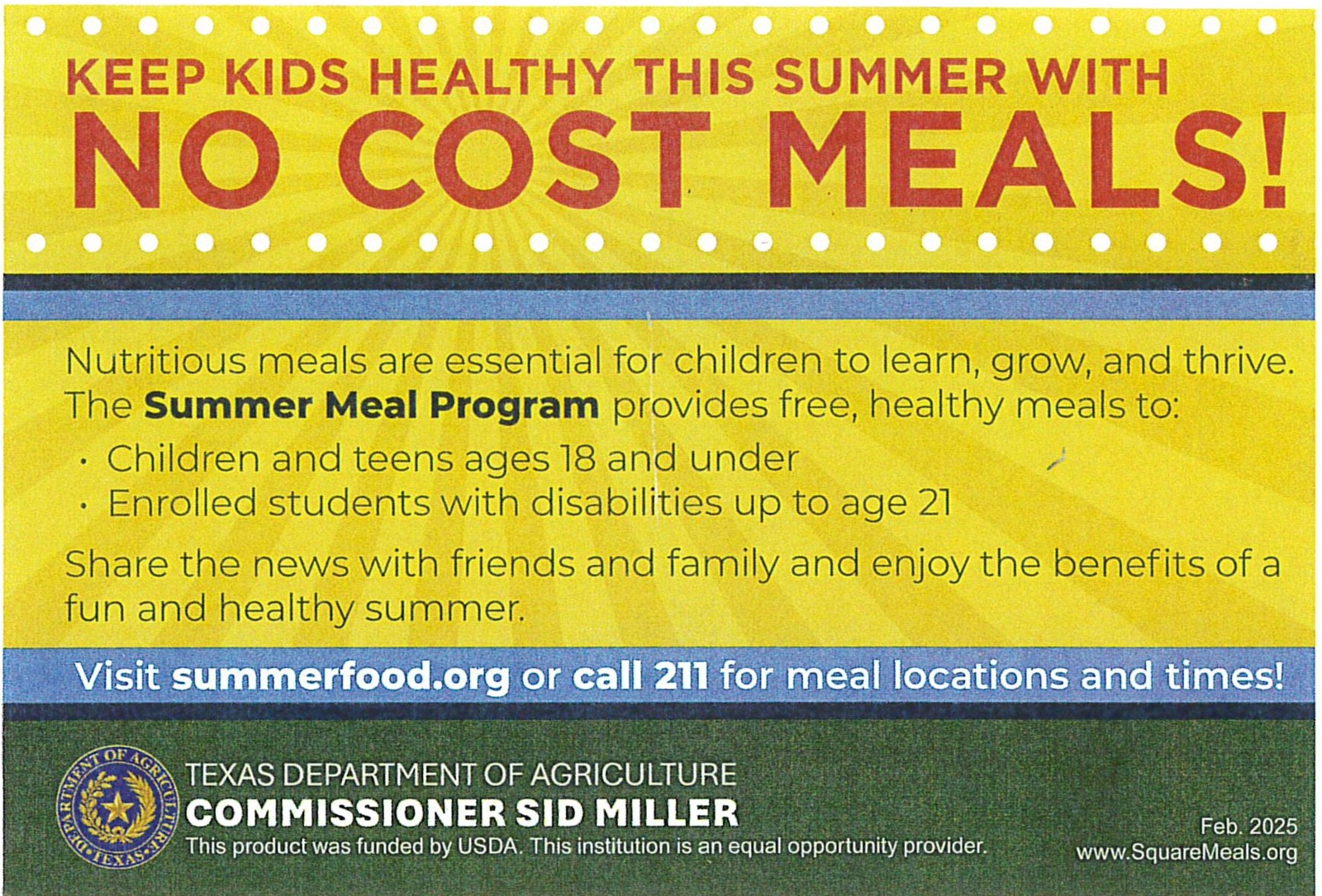 Summer Meal Program 2025