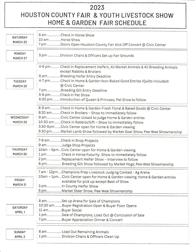 County Fair Schedule